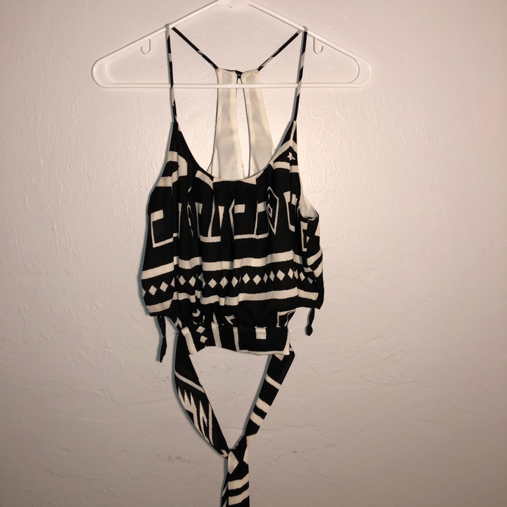 True Light, Black and White, Cropped Top Blouse